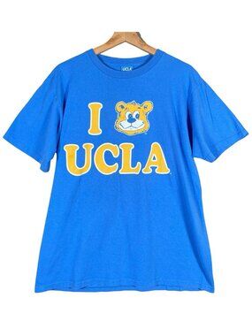 Vintage UCLA Bruins T Shirt Large Blue Bear Short Sleeve Tee Tubular USA Made